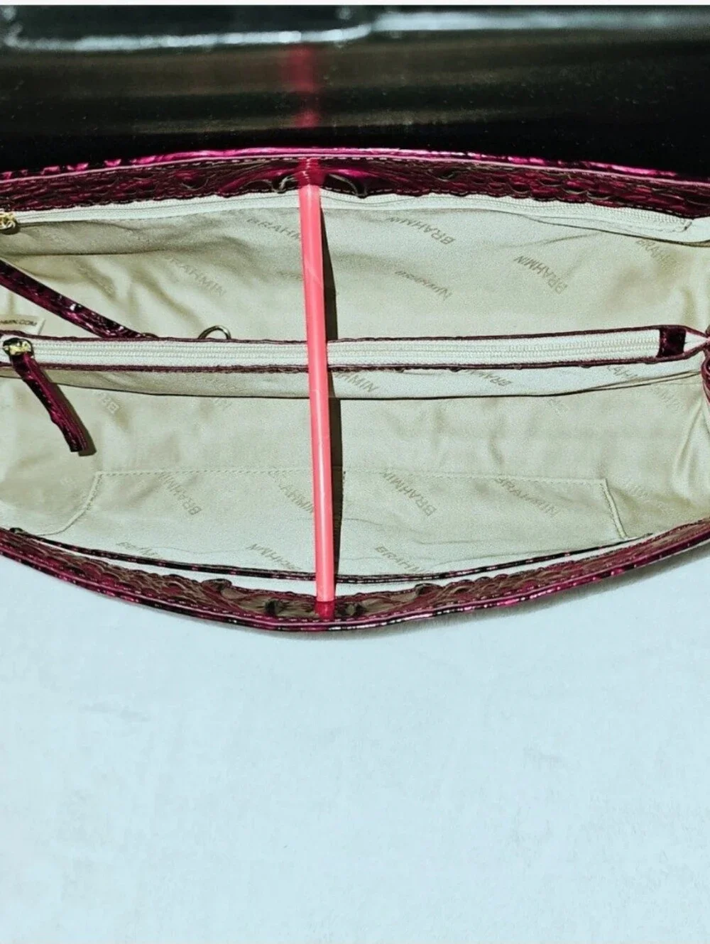NWT Brahmin CHERRY LACQUER TOWERS Dayan w/Cordelia Wallet